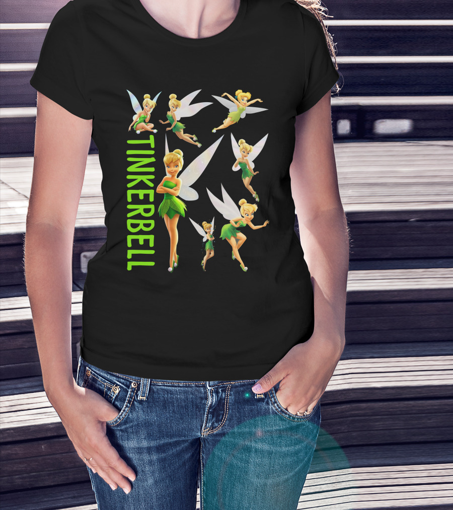 Tinker Bell Fairies In Action With Wings And Green Dress T-Shirt