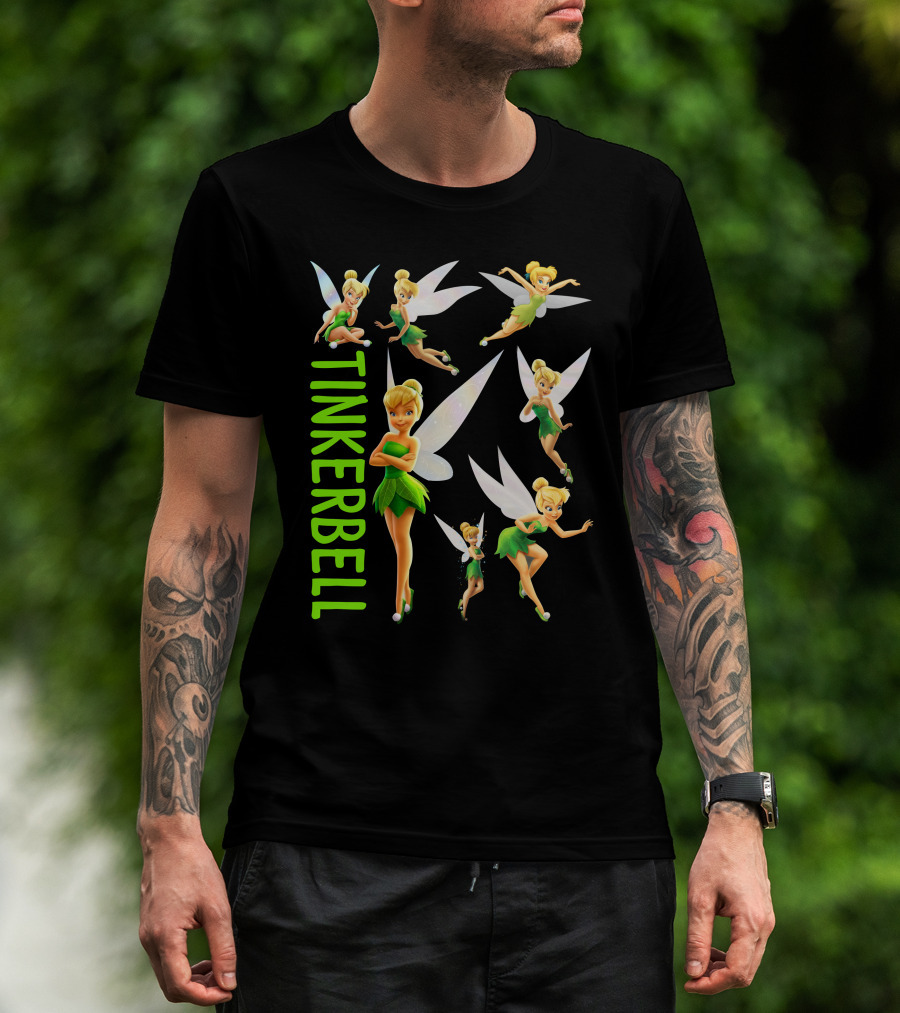 Tinker Bell Fairies In Action With Wings And Green Dress T-Shirt