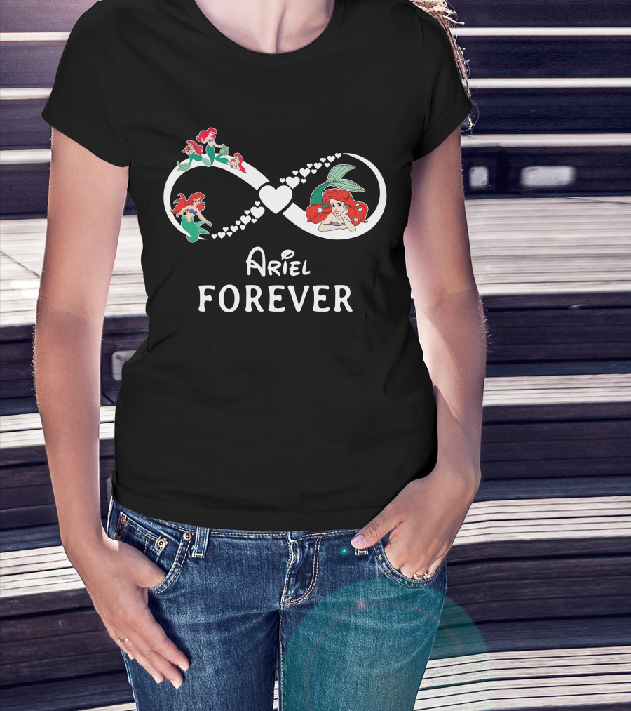 Ariel Forever Infinity Heart Design With Mermaid Characters T-Shirt