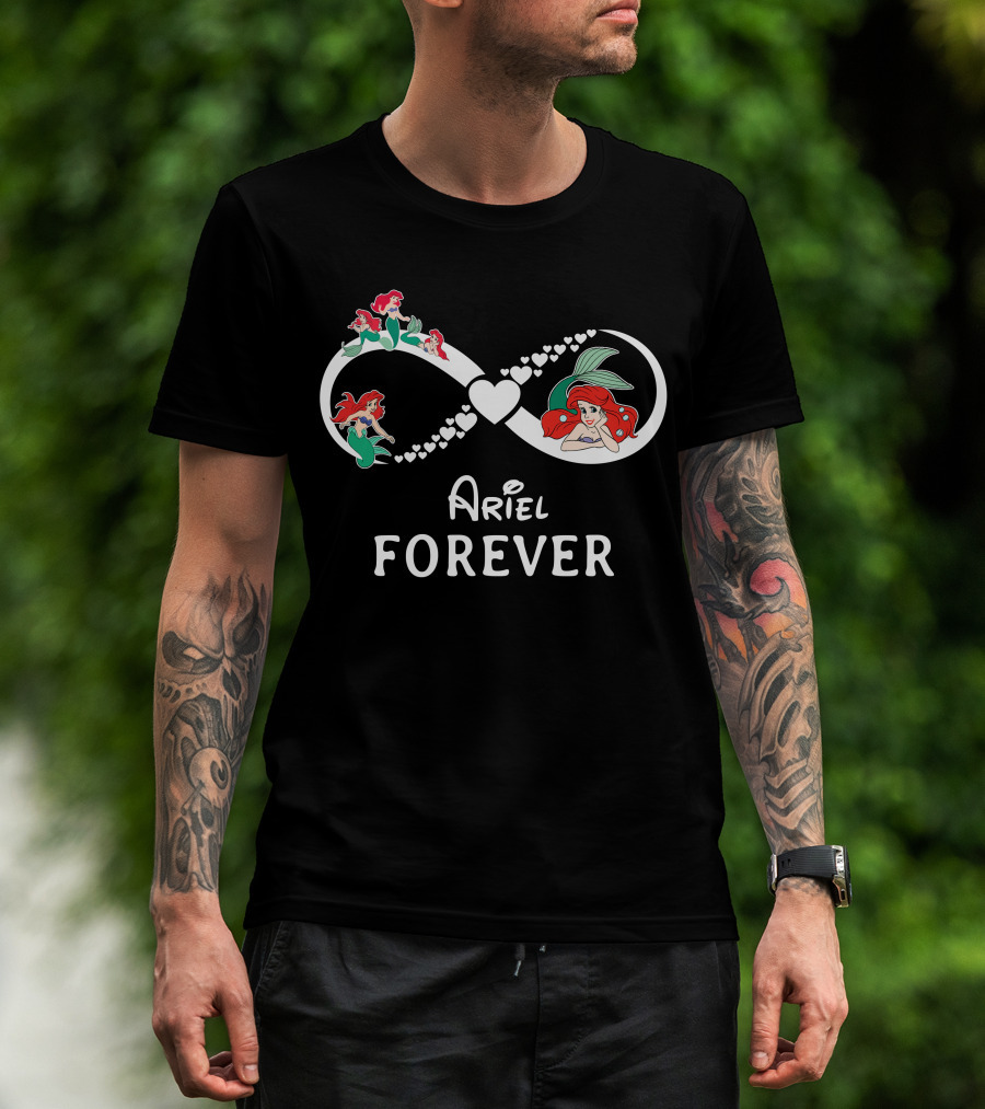 Ariel Forever Infinity Heart Design With Mermaid Characters T-Shirt