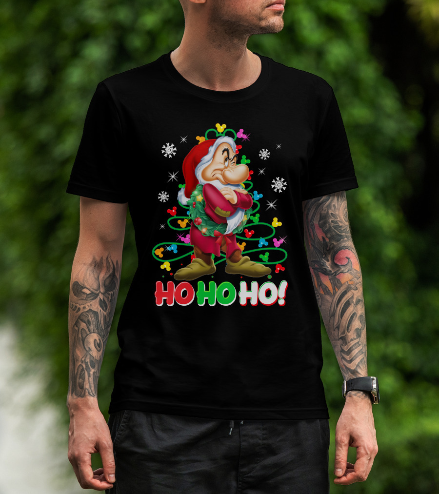 Grumpy Ho Ho Ho Christmas Mickey Snowflakes Disneyland T-Shirt