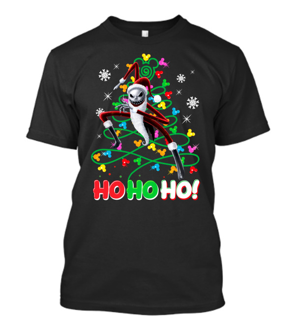 Jack Skellington Christmas Ho Ho Ho Santa Costume Snowflakes Disney Holiday T-Shirt