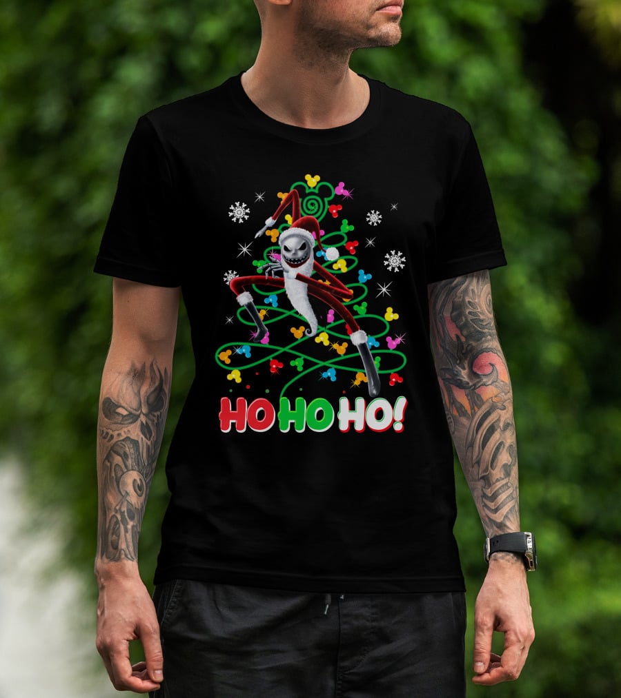 Jack Skellington Christmas Ho Ho Ho Santa Costume Snowflakes Disney Holiday T-Shirt