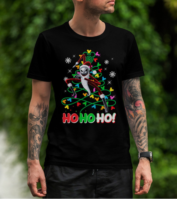 Jack Skellington Christmas Ho Ho Ho Santa Costume Snowflakes Disney Holiday T-Shirt