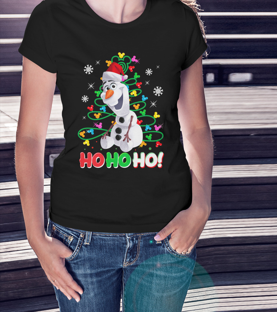 Olaf Christmas Santa Hat Snowflakes Ho Ho Ho Disney Frozen T-Shirt