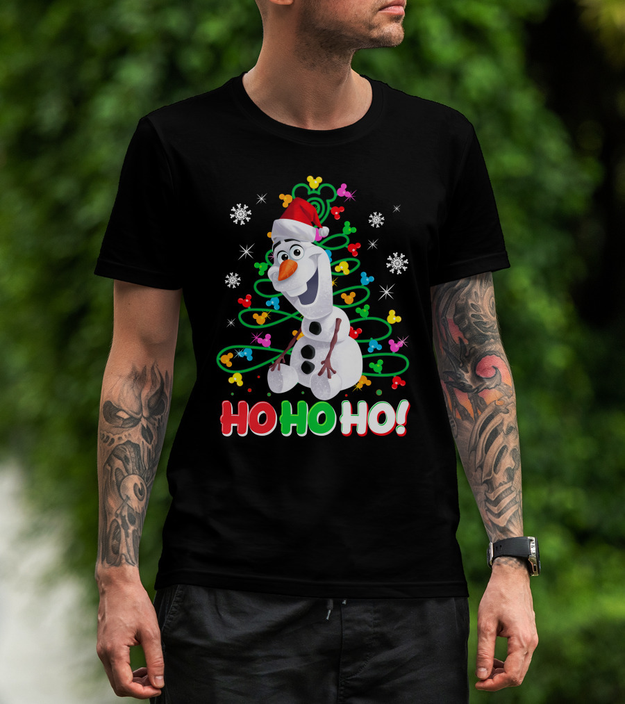 Olaf Christmas Santa Hat Snowflakes Ho Ho Ho Disney Frozen T-Shirt