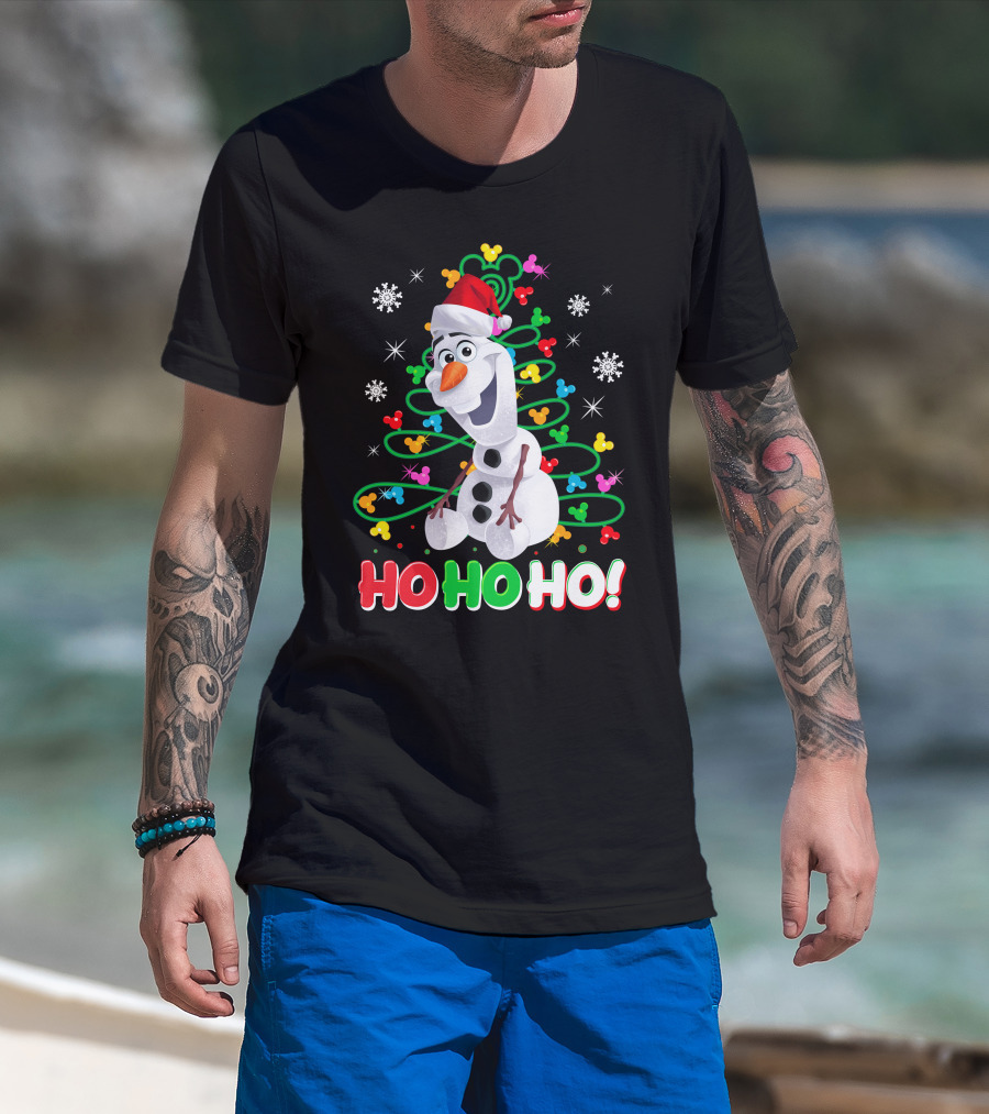 Olaf Christmas Santa Hat Snowflakes Ho Ho Ho Disney Frozen T-Shirt