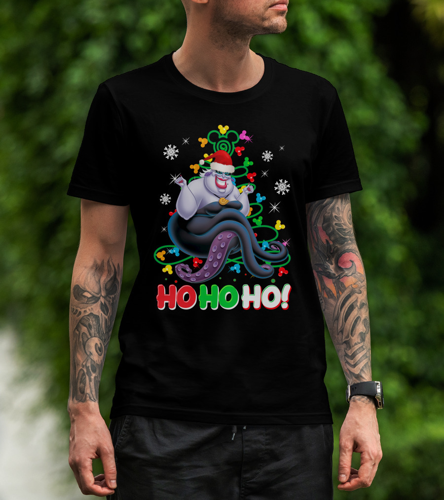 Ursula Christmas Ho Ho Ho Santa Hat Snowflakes T-Shirt