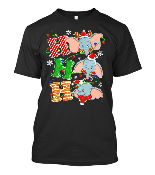 Dumbo Christmas Holiday Cheer With Ho Ho Ho And Festive Decorations T-Shirt