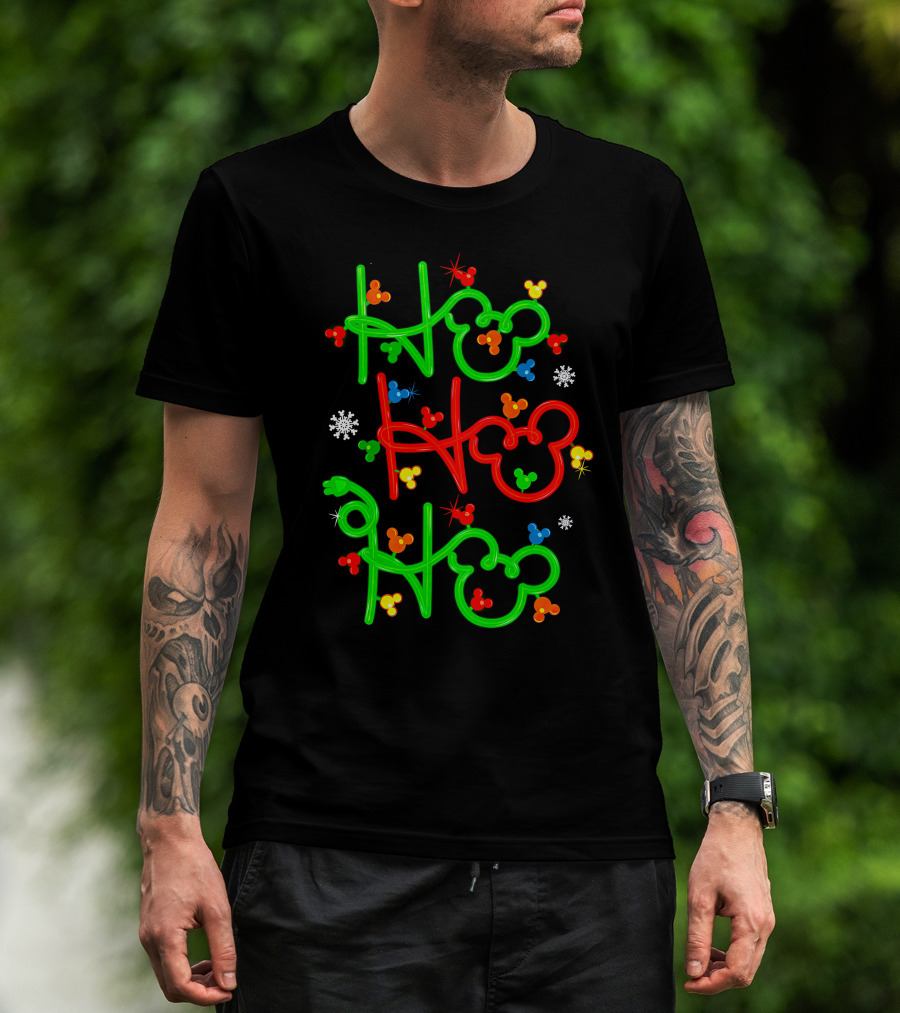 Ho Ho Ho Mickey Head Christmas Lights T-Shirt