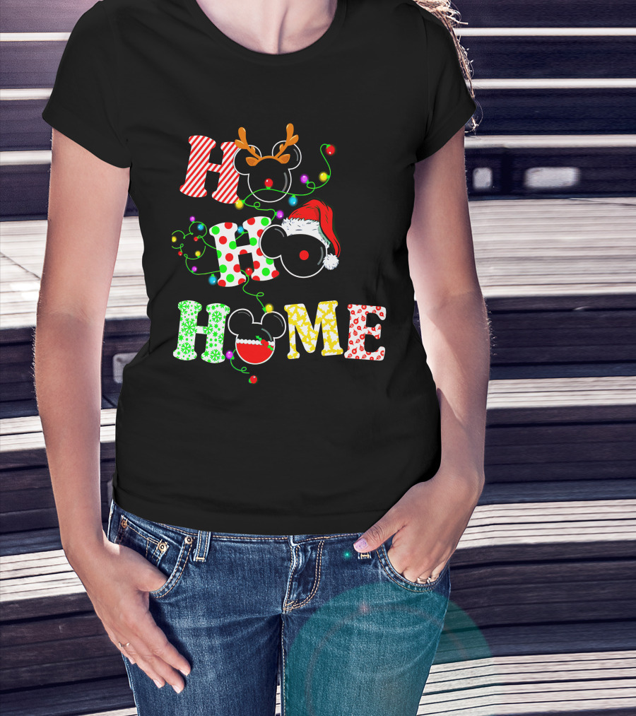 Ho Ho Ho Me Mickey Head Christmas Lights T-Shirt