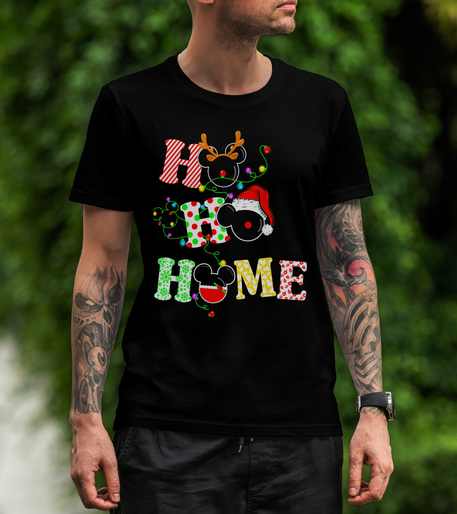 Ho Ho Ho Me Mickey Head Christmas Lights T-Shirt
