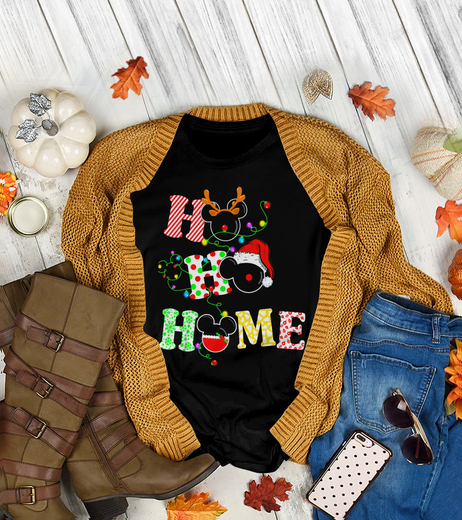 Ho Ho Ho Me Mickey Head Christmas Lights T-Shirt