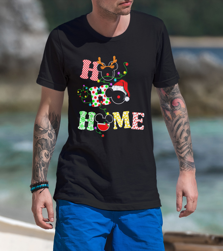 Ho Ho Ho Me Mickey Head Christmas Lights T-Shirt