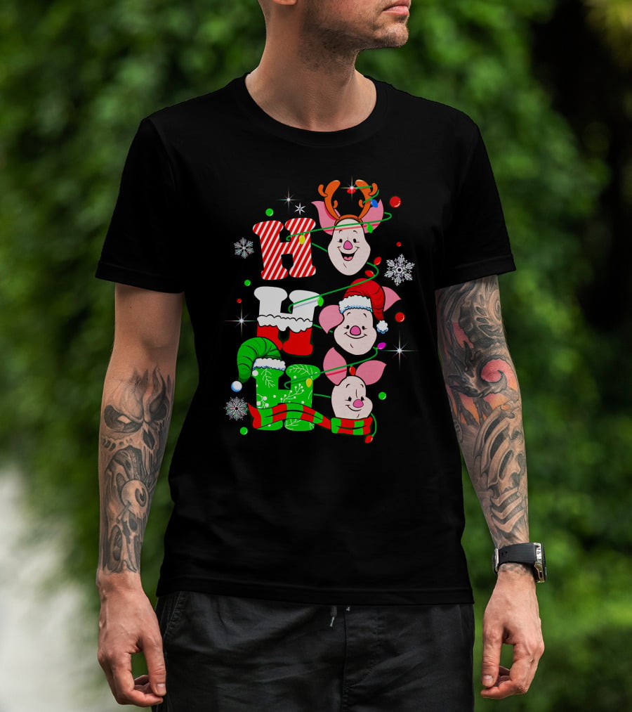 Holiday Piglet H O H Christmas Cheer T-Shirt
