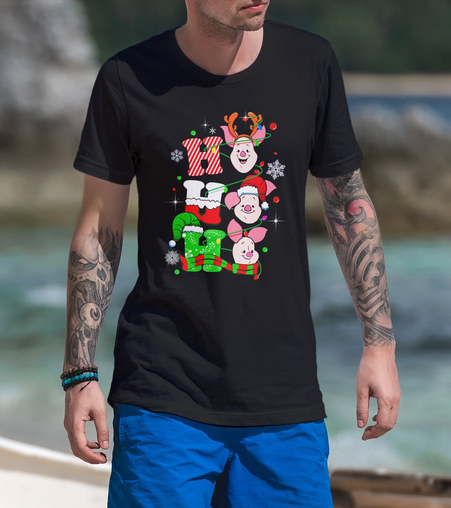 Holiday Piglet H O H Christmas Cheer T-Shirt