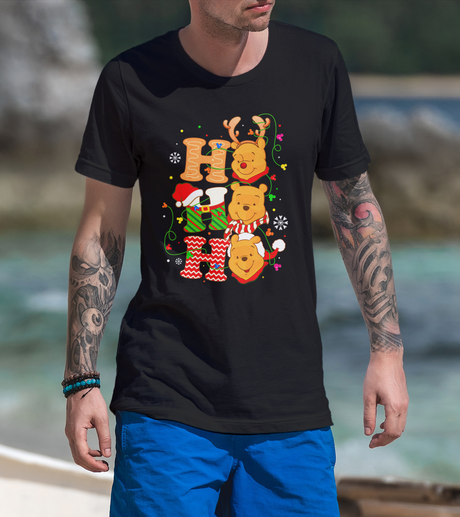 Ho Ho Ho Pooh Christmas Holiday Theme T-Shirt