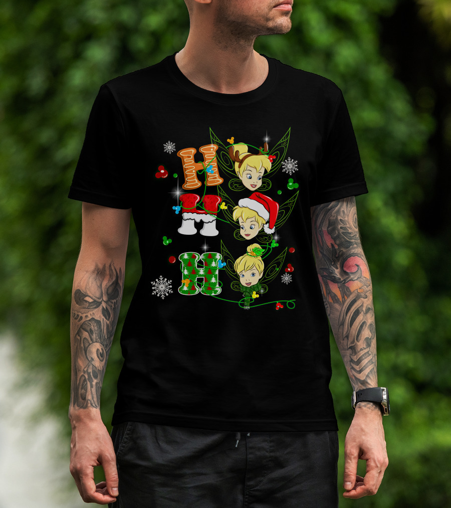 Tinker Bell Christmas Holiday Cheer With Gingerbread And Santa Hats T-Shirt