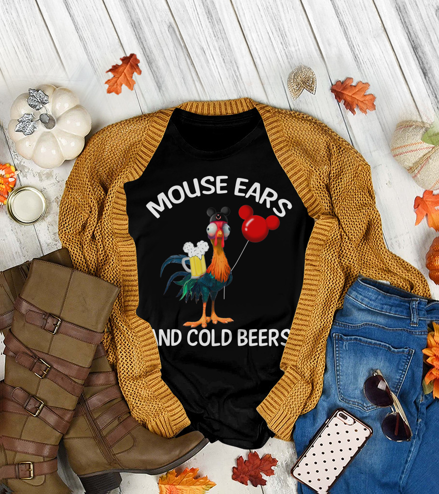 Mouse Ears And Cold Beers Heihei Balloon Beer Rooster T-Shirt