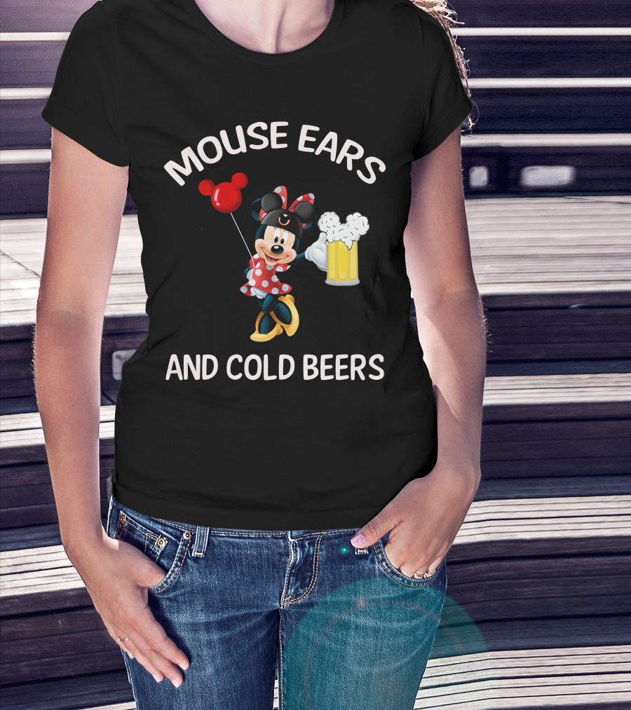 Minnie Mouse Ears And Cold Beers Balloon And Mug T-Shirt