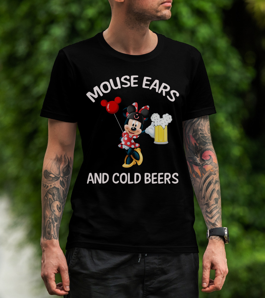 Minnie Mouse Ears And Cold Beers Balloon And Mug T-Shirt