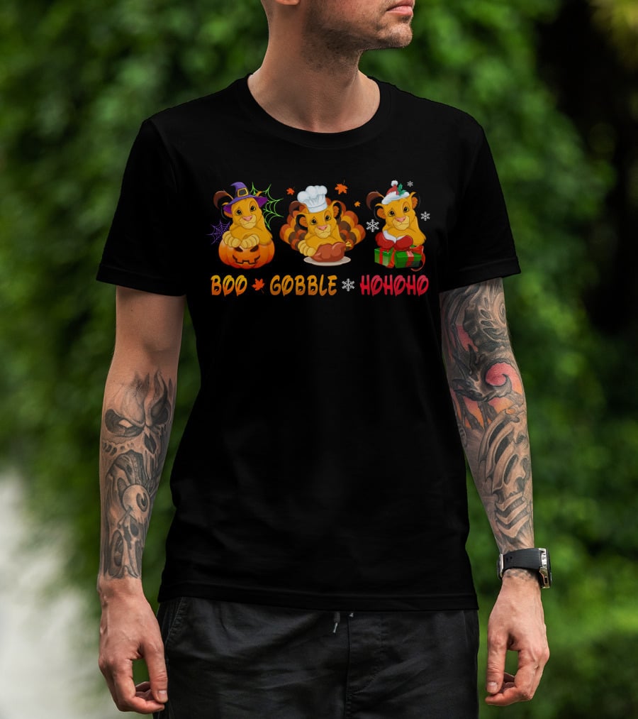 Boo Gobble Hohoho Lion Cub Holidays T-Shirt
