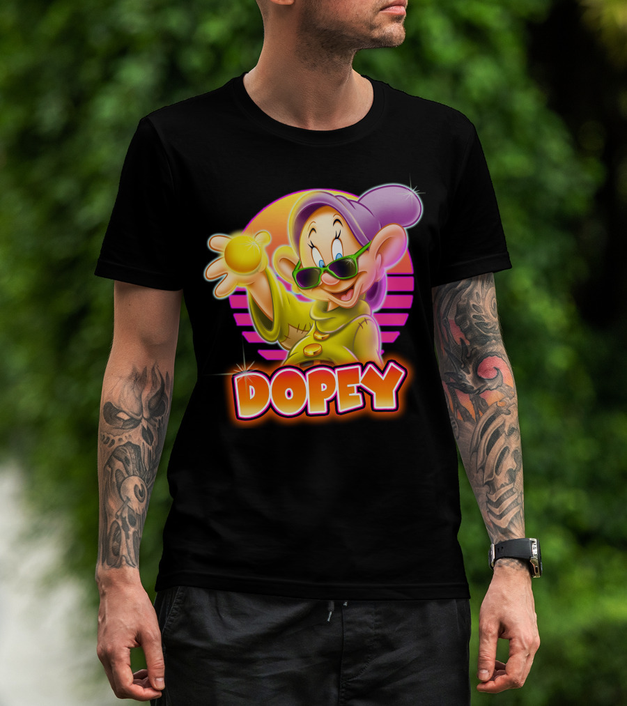 Dopey Retro Sunglasses Glow Neon Style T-Shirt