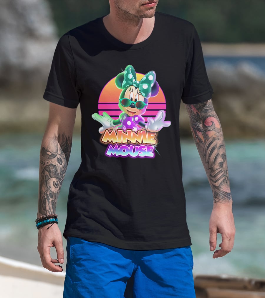 Minnie Mouse Retro Sunset Neon Style T-Shirt