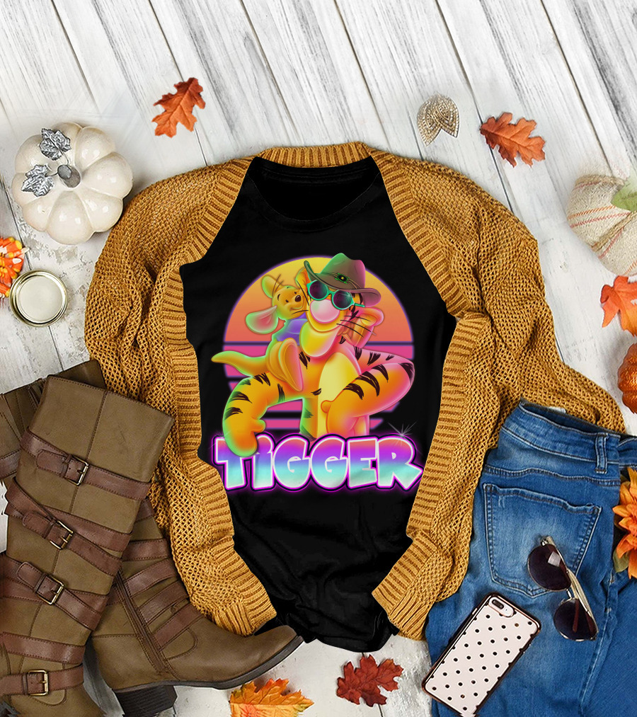 Tigger And Roo Neon Sunset Charm T-Shirt