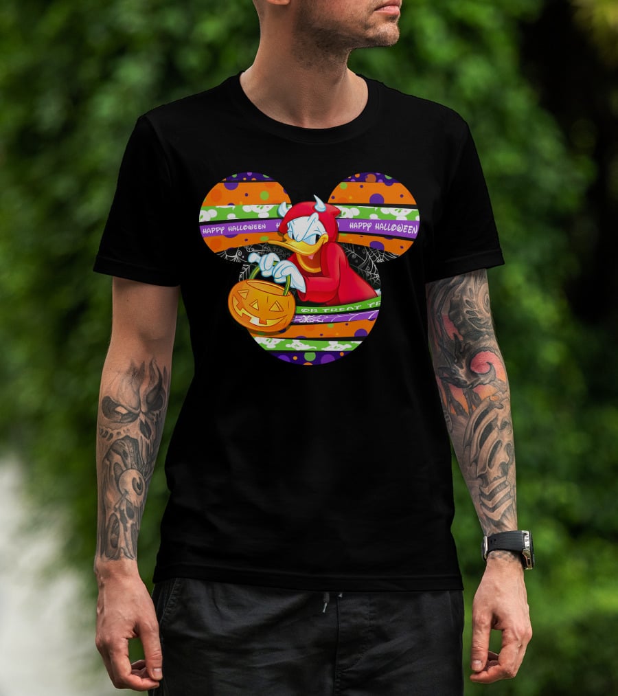 Happy Halloween Trick Or Treat Donald Duck Mickey T-Shirt