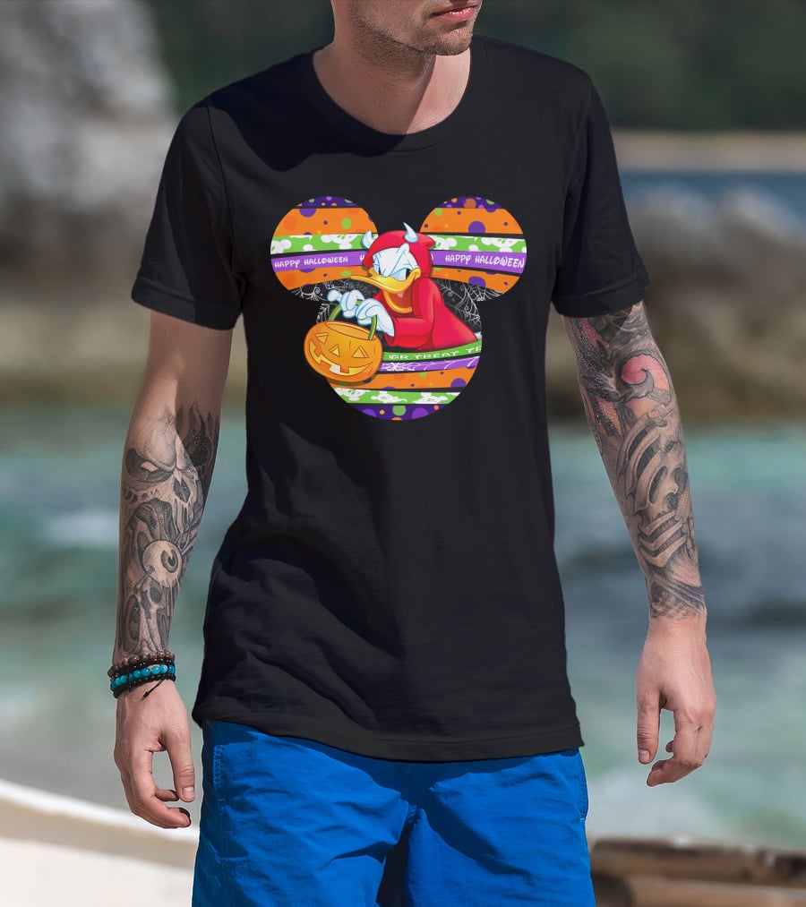 Happy Halloween Trick Or Treat Donald Duck Mickey T-Shirt