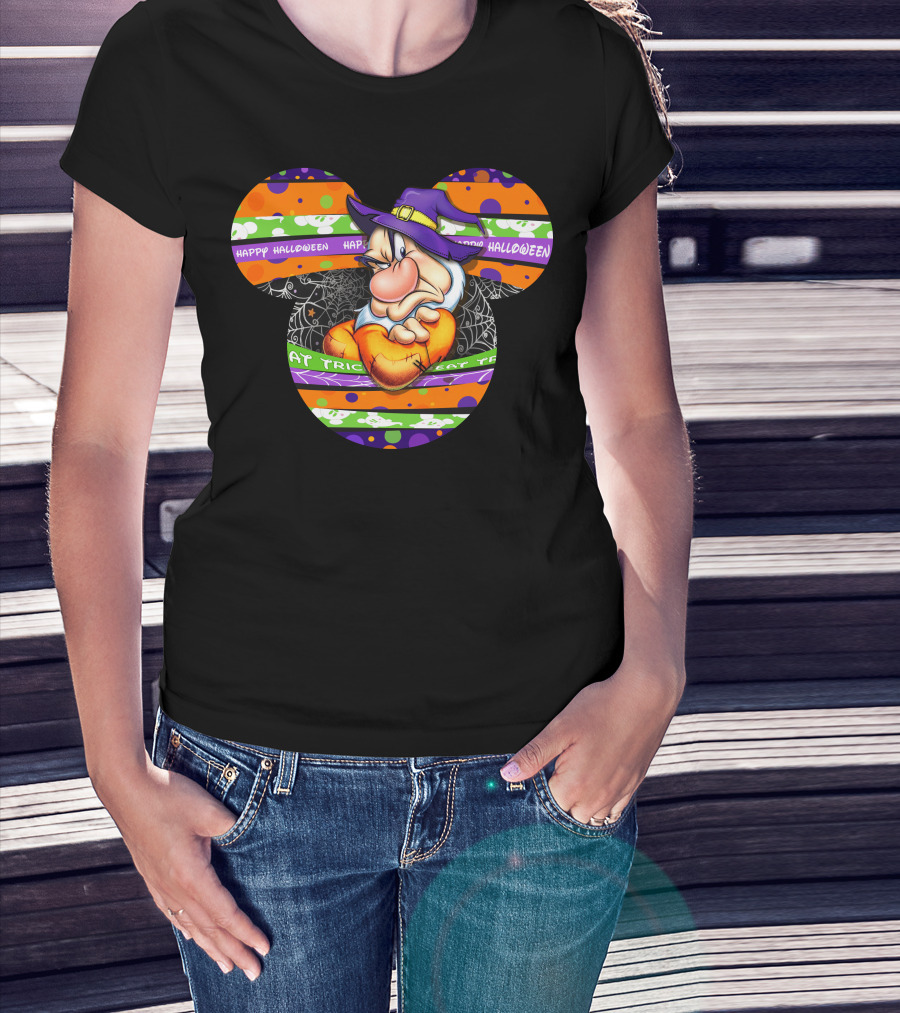 Grumpy Mickey Mouse Ears Happy Halloween Trick Or Treat T-Shirt
