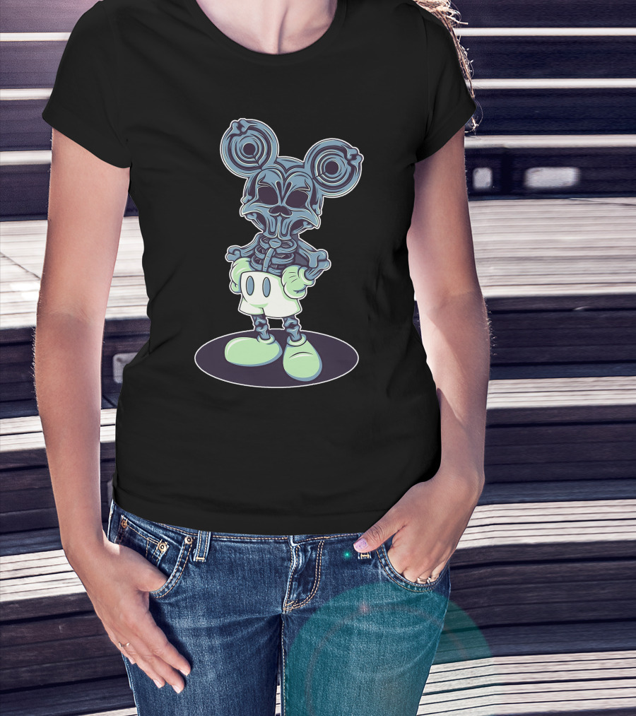 Halloween Creepy Skeleton Mouse Character T-Shirt