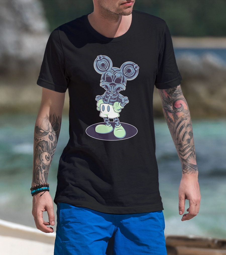Halloween Creepy Skeleton Mouse Character T-Shirt