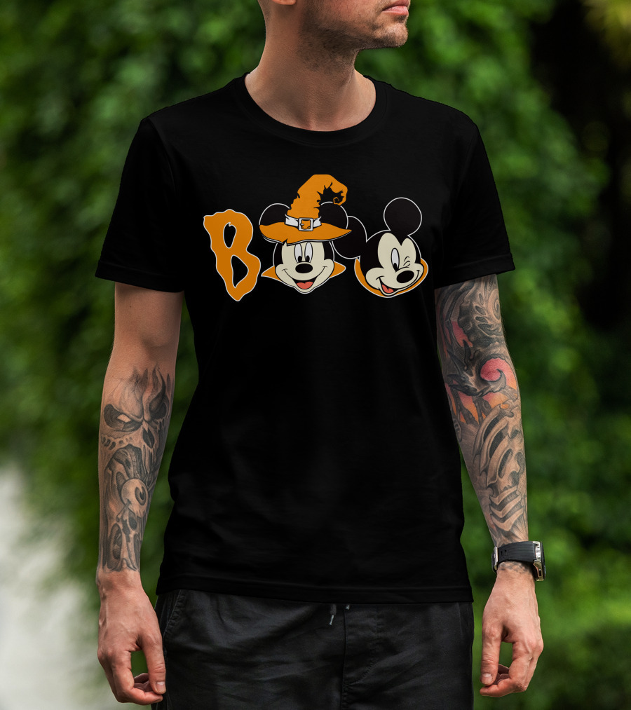 Boo Halloween Mickey Mouse Witch Hat T-Shirt