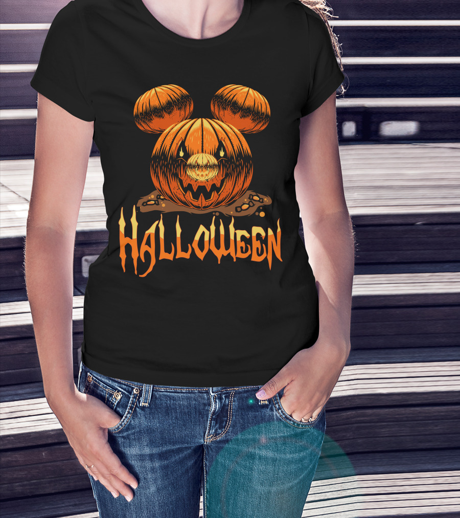 Halloween Pumpkin Mickey Ears T-Shirt