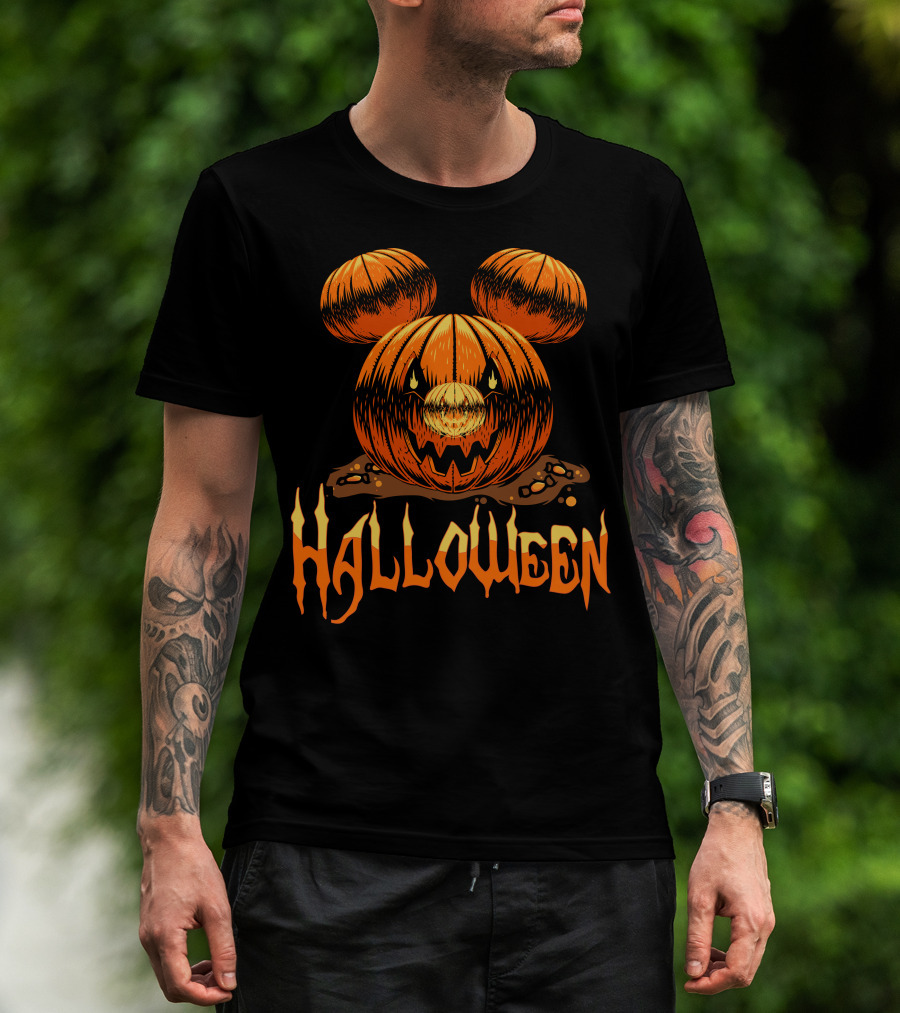Halloween Pumpkin Mickey Ears T-Shirt