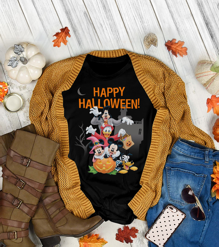 Happy Halloween 28 Mickey Donald Goofy Minnie Pluto T-Shirt