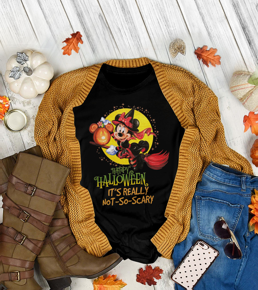 Happy Halloween It's Really Not-So-Scary Minnie Mouse Broomstick Potion Mickey Pumpkin T-Shirt