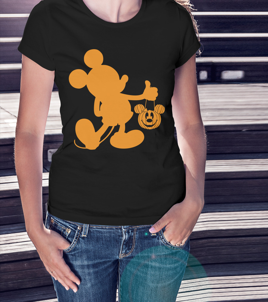 Mickey Mouse Halloween Pumpkin Silhouette T-Shirt