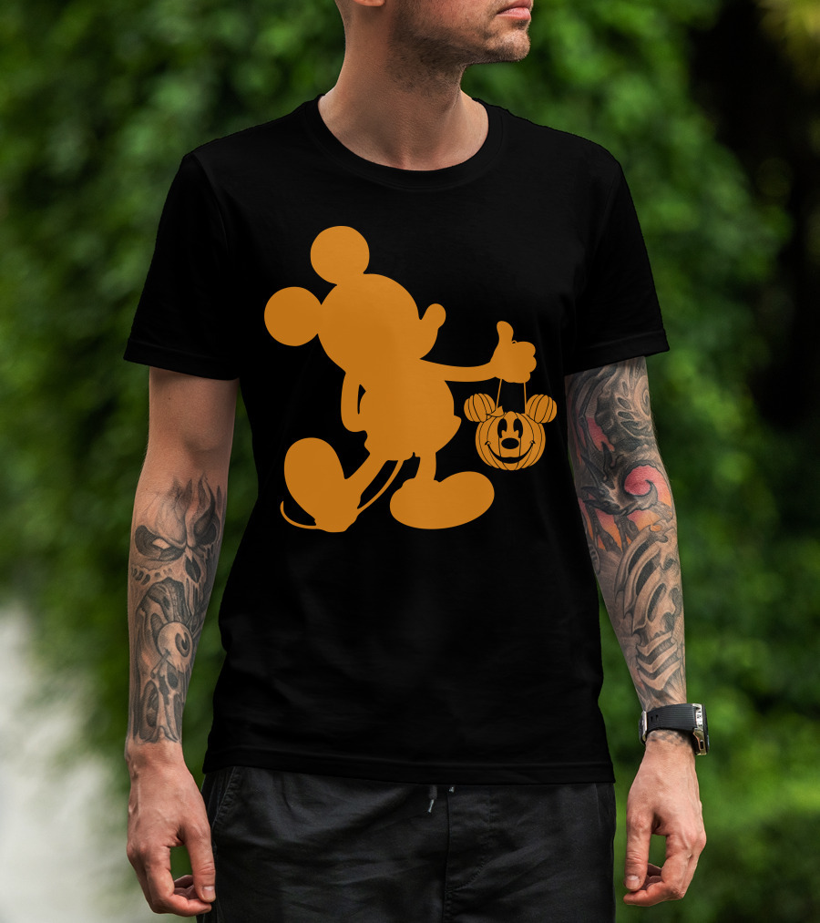 Mickey Mouse Halloween Pumpkin Silhouette T-Shirt