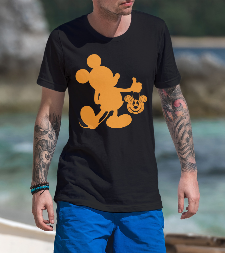 Mickey Mouse Halloween Pumpkin Silhouette T-Shirt