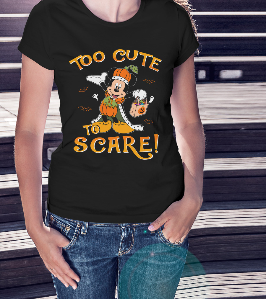 Too Cute To Scare Halloween 86 Mickey Pumpkin Costume Trick-Or-Treat T-Shirt