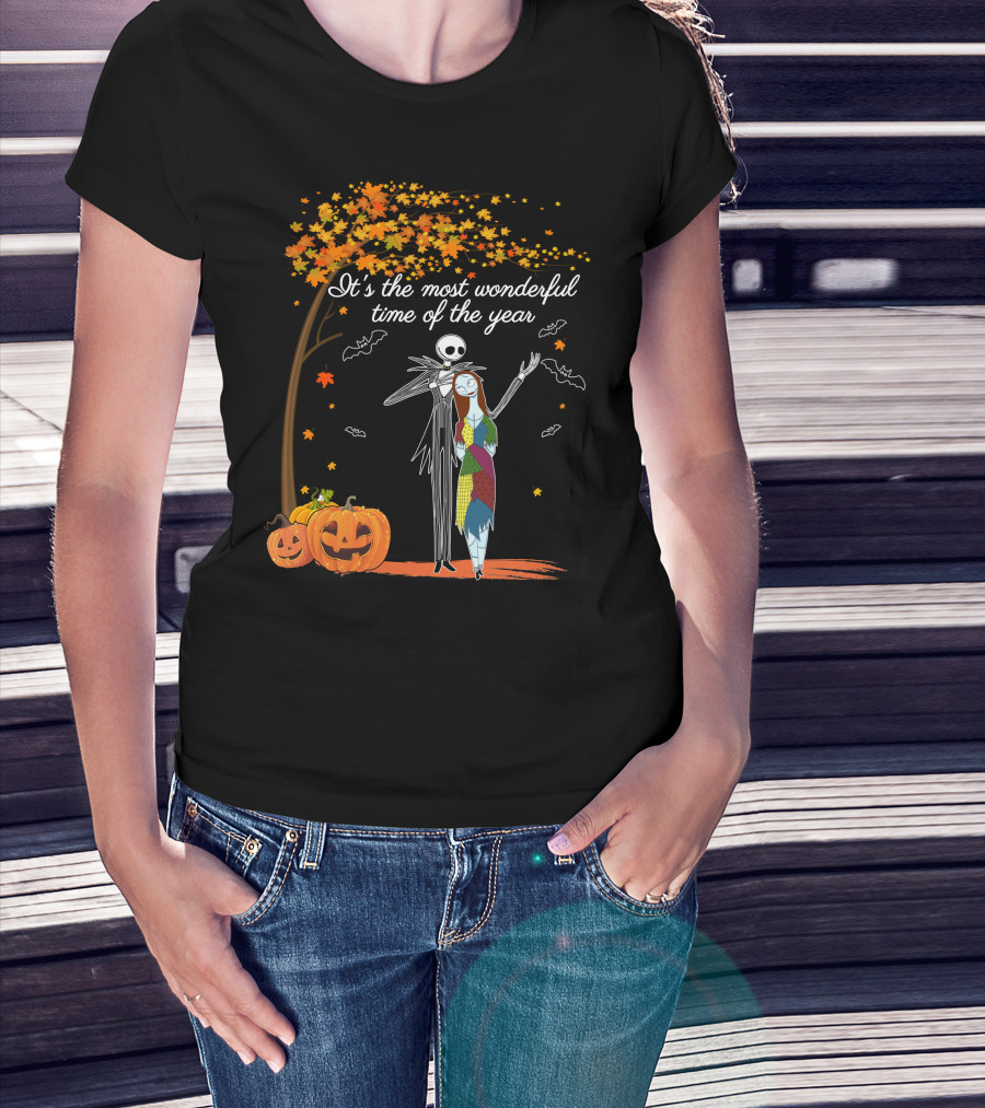 It's The Most Wonderful Time Of The Year Jack Pumpkins And Autumn Leaves T-Shirt