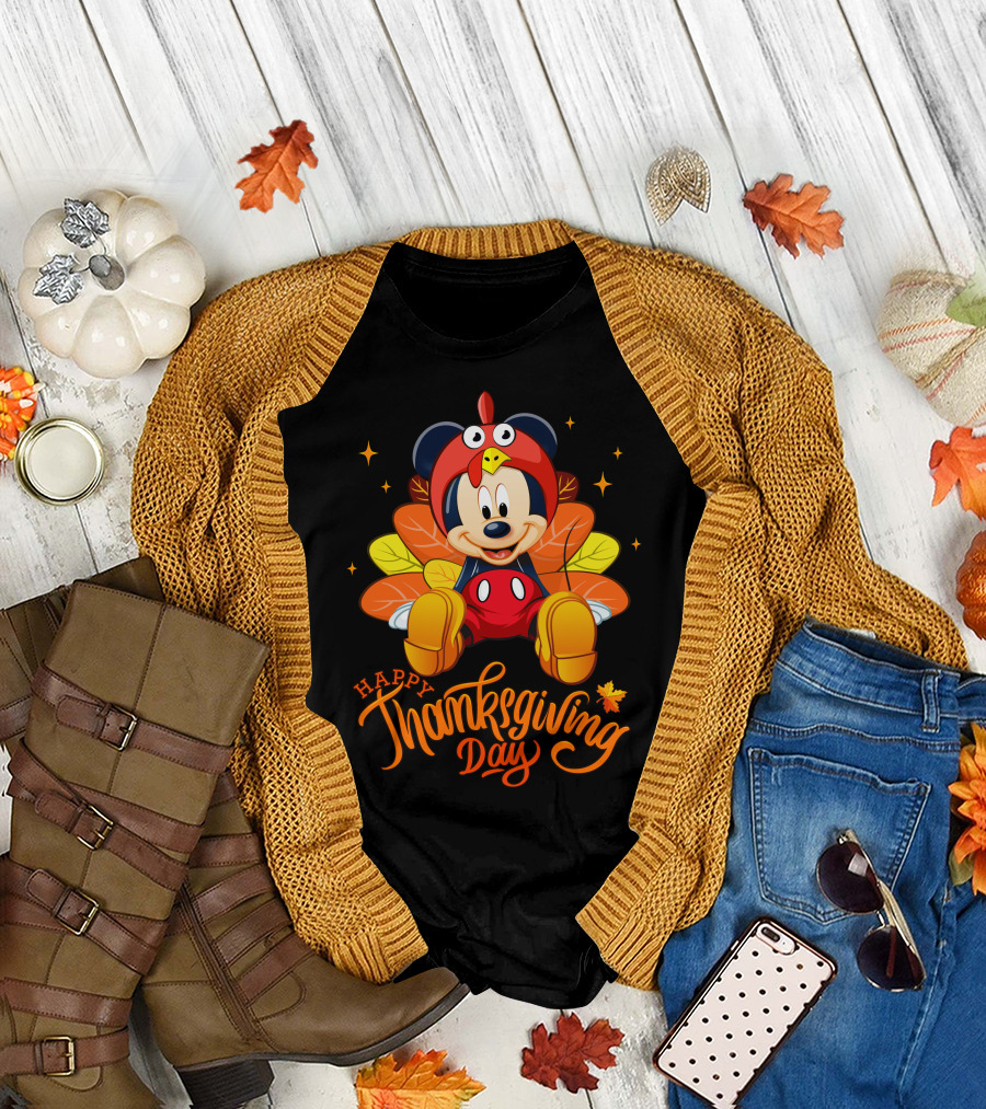 Happy Thanksgiving Day Mickey Mouse Turkey Costume T-Shirt