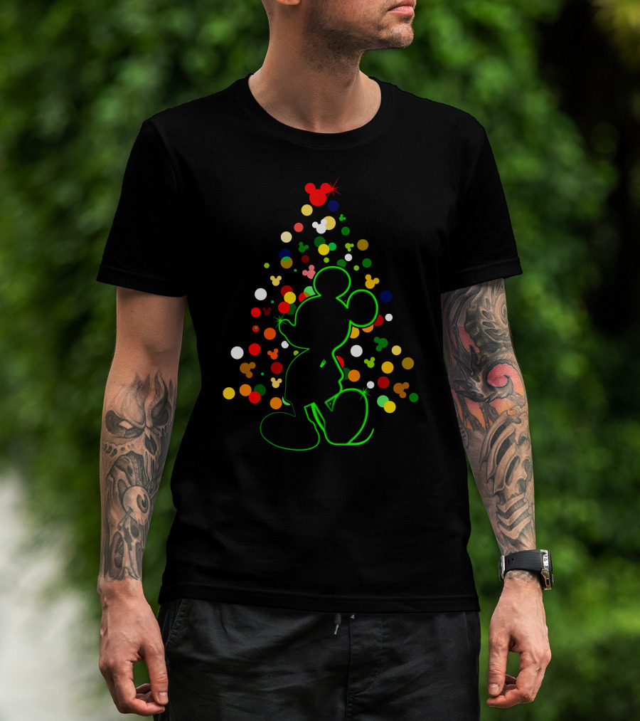 Merry Christmas 101 Mickey Tree Silhouette T-Shirt
