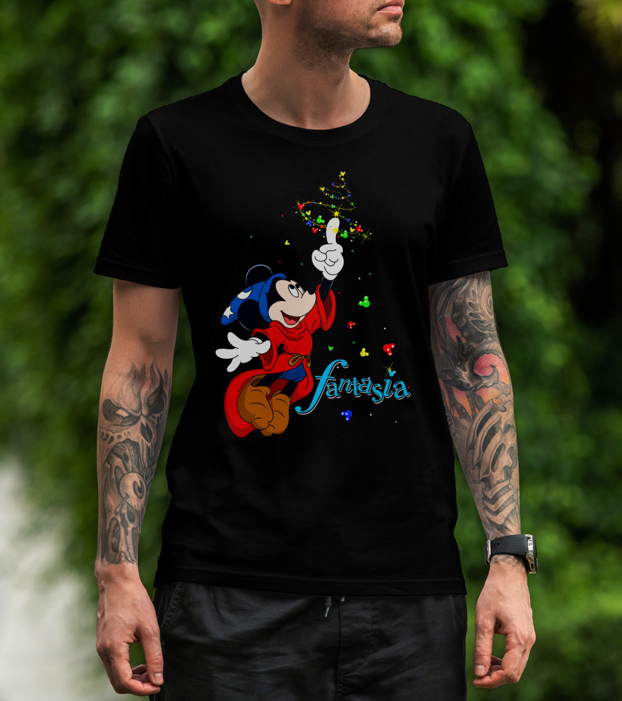 Fantasia Merry Christmas 110 Disney Mickey Mouse Sorcerer Iconic Classic T-Shirt