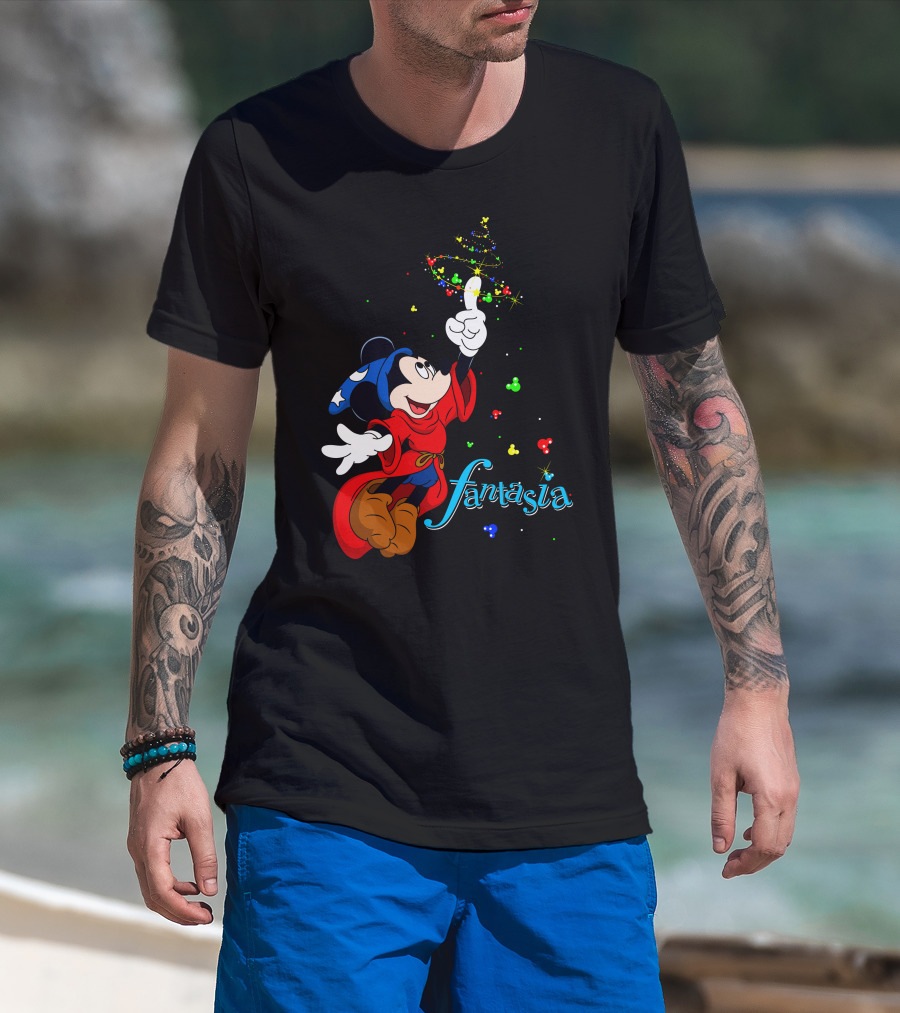Fantasia Merry Christmas 110 Disney Mickey Mouse Sorcerer Iconic Classic T-Shirt