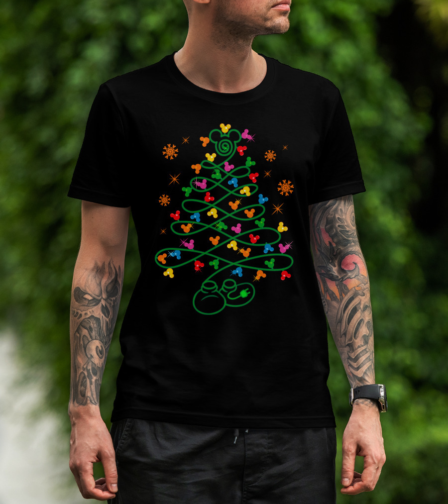 Merry Christmas 29 Mickey Mouse Ears Christmas Tree Lights T-Shirt