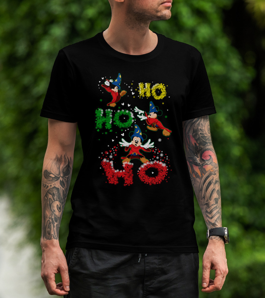 Merry Christmas 57 Mickey Mouse Fantasia Sorcerer's Apprentice Ho Ho Ho T-Shirt